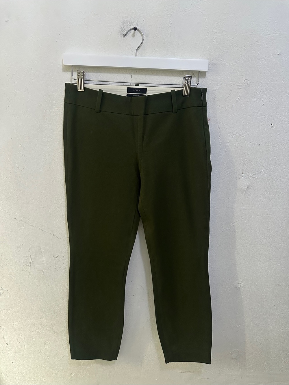 J.Crew Minnie Women’s 0P Petite Olive Green Stretch Pants Cotton Spandex